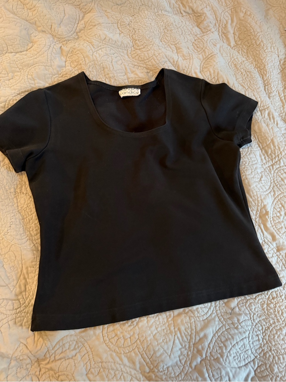 Vintage 90s Candice Black Scoop Neck Short Sleeve Top